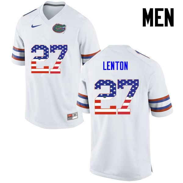 Men's NCAA Florida Gators Quincy Lenton #27 Stitched Authentic USA Flag Fashion Nike White College Football Jersey NBK8365ZN